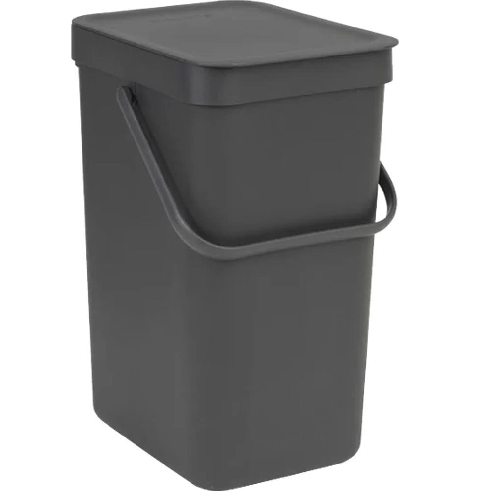 Ведро для мусора Brabantia Sort & Go с крышкой 12 л пластик серое