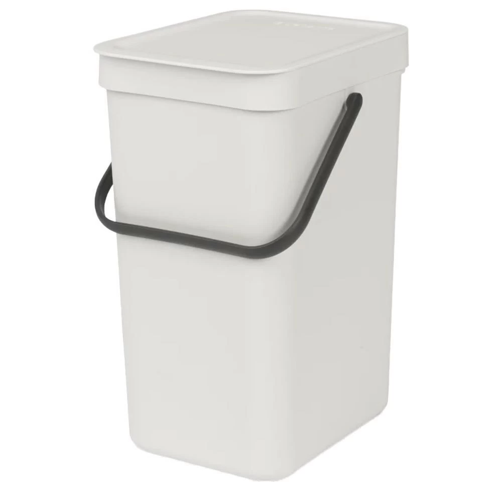 Ведро для мусора Brabantia Sort & Go с крышкой 12 л пластик светло-серое
