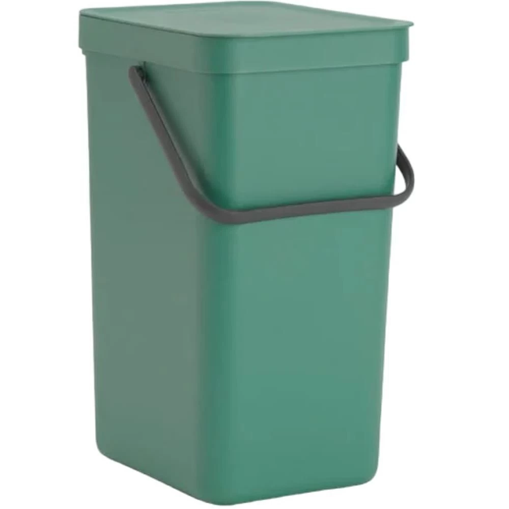 Ведро для мусора Brabantia Sort & Go с крышкой 16 л пластик темно-зеленое