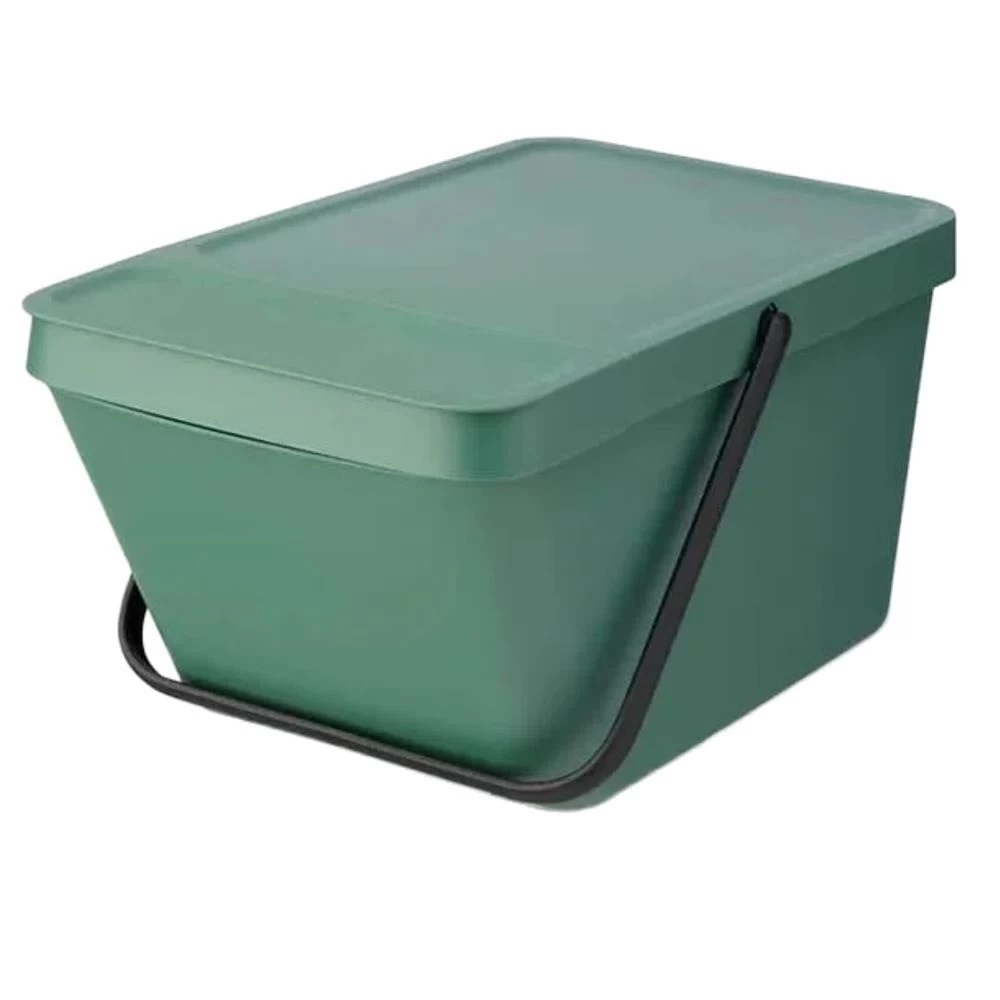 Ведро для мусора Brabantia Sort & Go с крышкой 20 л пластик темно-зеленое