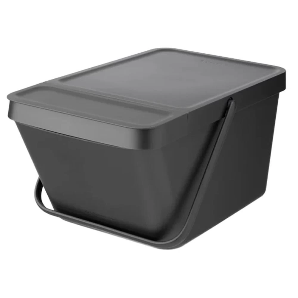 Ведро для мусора Brabantia Sort & Go с крышкой 20 л пластик серое