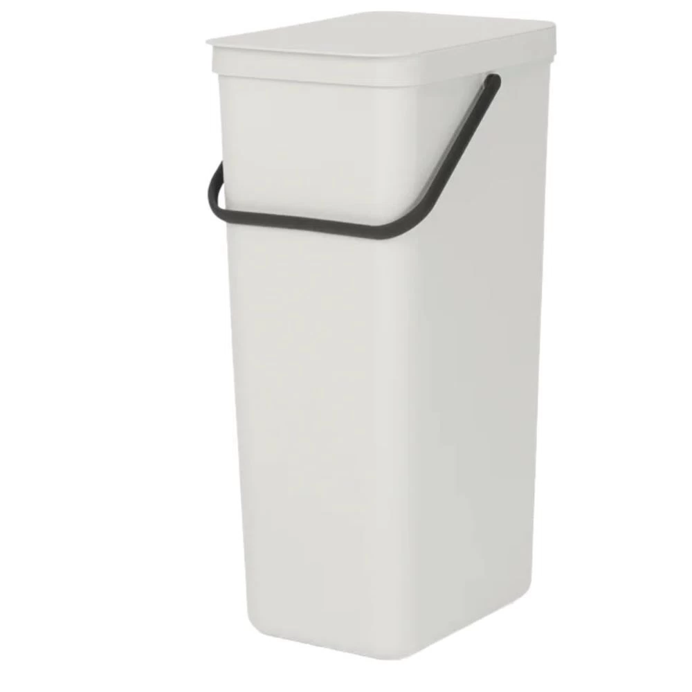 Ведро для мусора Brabantia Sort & Go с крышкой 40 л пластик светло-серое