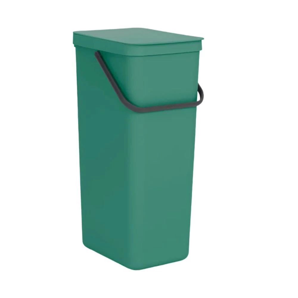 Ведро для мусора Brabantia Sort & Go с крышкой 40 л пластик темно-зеленое
