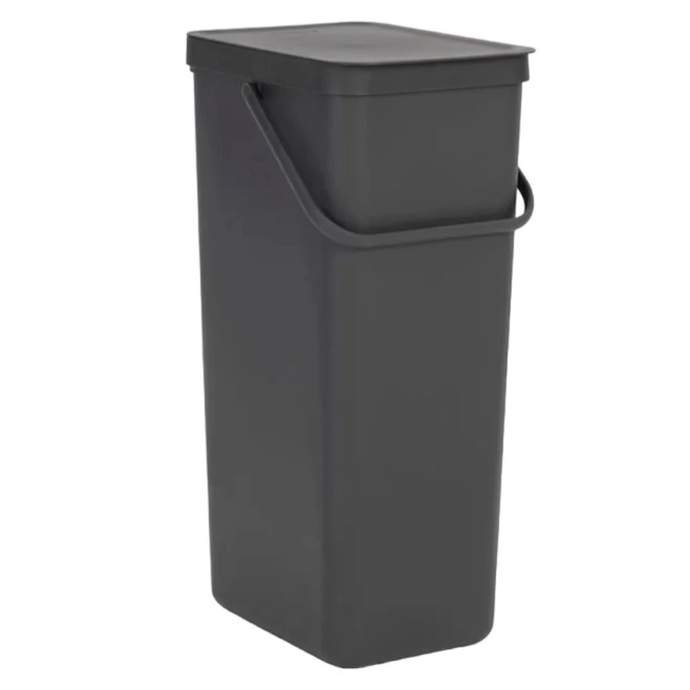 Ведро для мусора Brabantia Sort & Go с крышкой 40 л пластик серое
