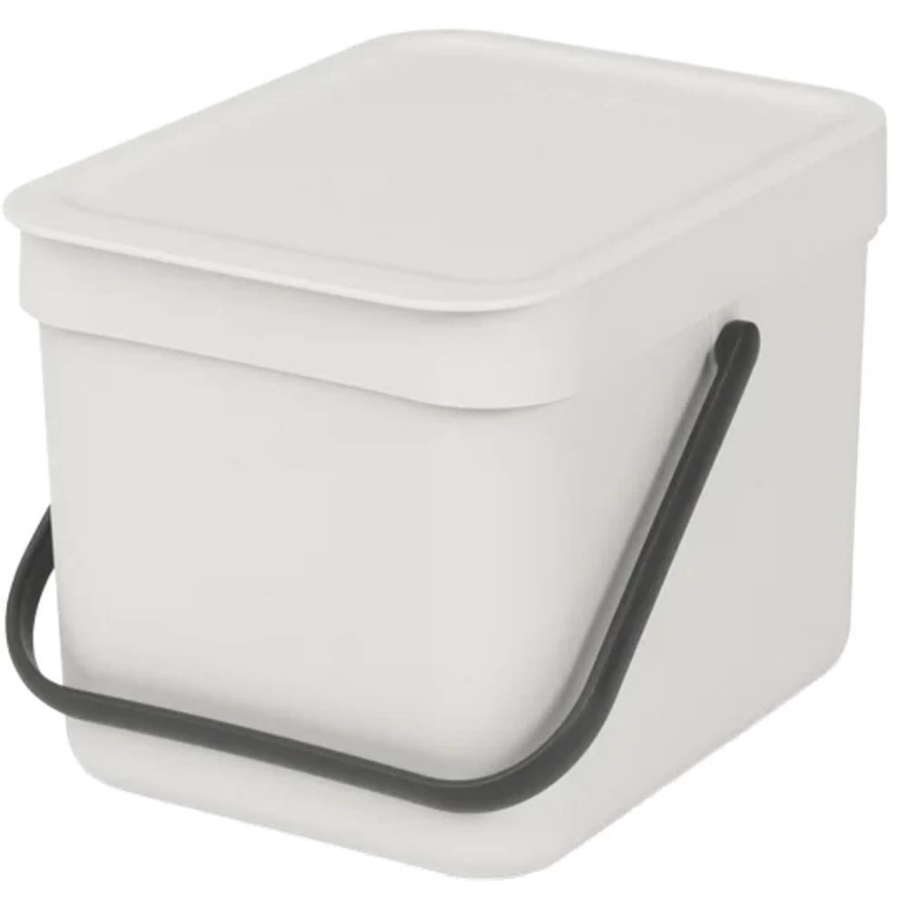 Ведро для мусора Brabantia Sort & Go с крышкой 6 л пластик светло-серое