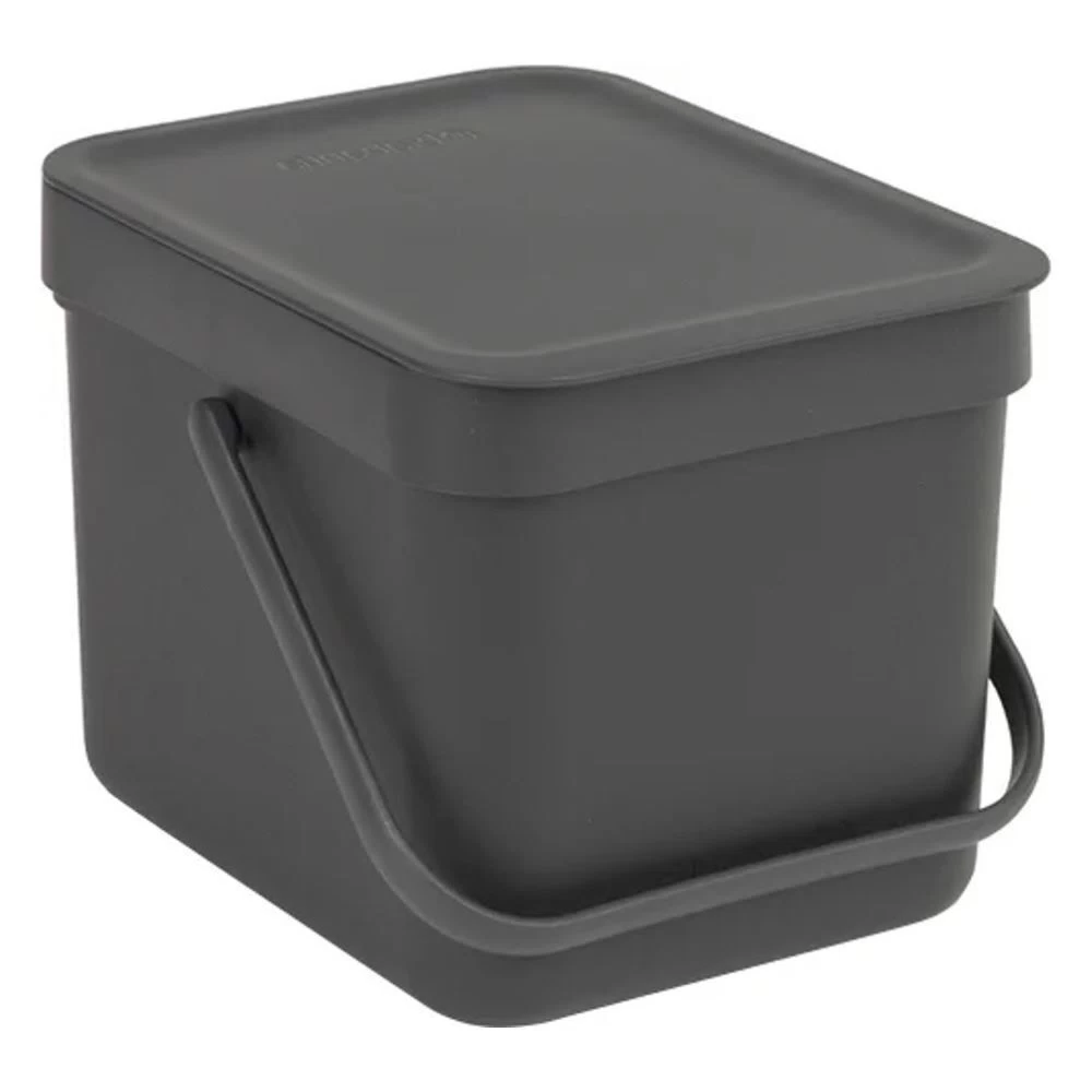 Ведро для мусора Brabantia Sort & Go с крышкой 6 л пластик серое