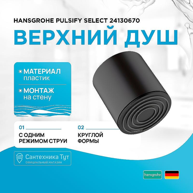 Верхний душ Hansgrohe Pulsify Select 24130670 Черный матовый