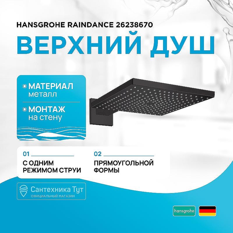Верхний душ Hansgrohe Raindance 26238670 Черный матовый
