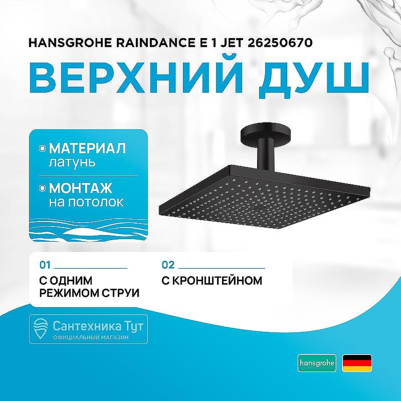 Верхний душ Hansgrohe Raindance E 1 Jet 26250670 Черный матовый