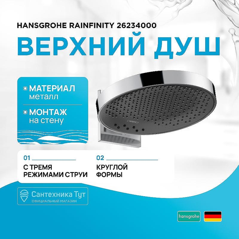 Верхний душ Hansgrohe Rainfinity 26234000 Хром