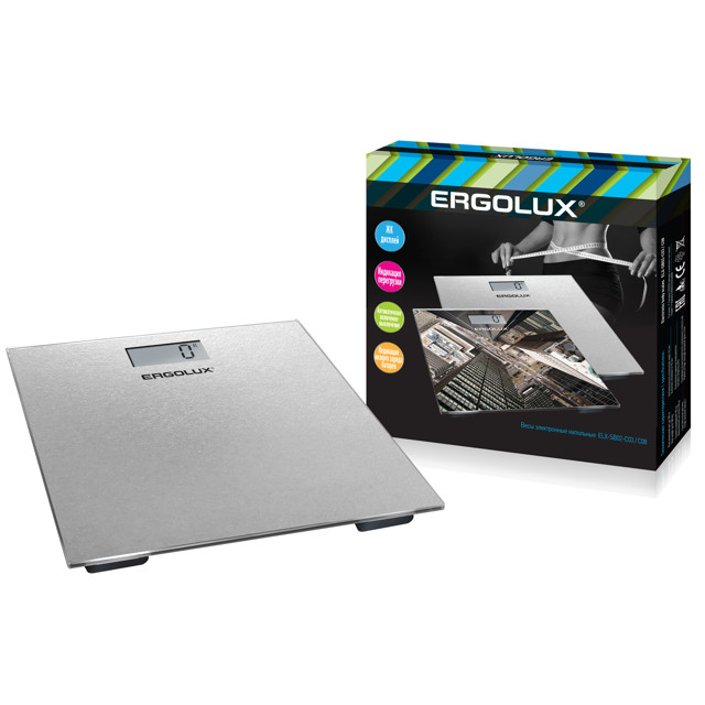 весы ERGOLUX ELX-SB02-C03 стекло до 180кг серый
