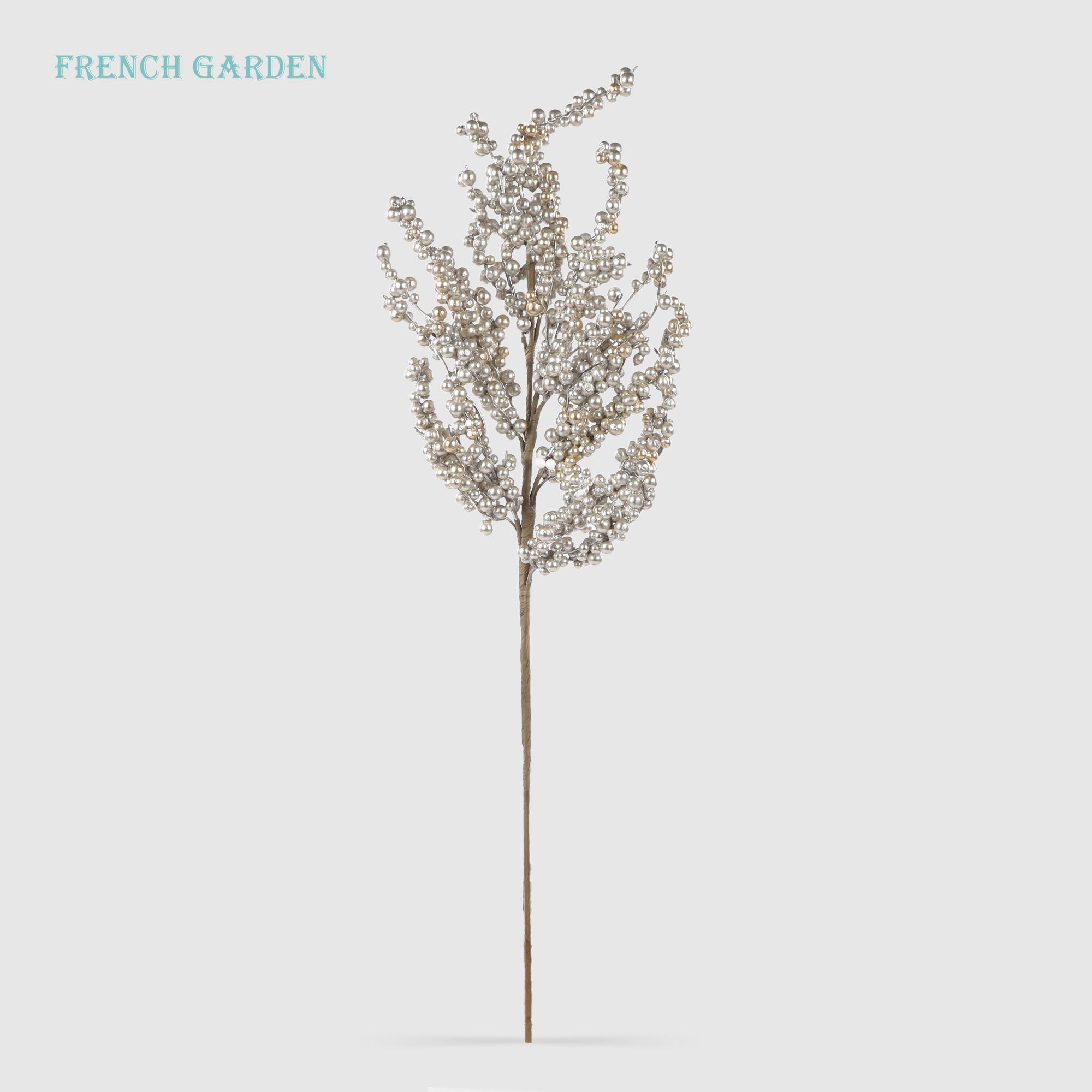 Ветвь с ягодами French garden серебро 68 см
