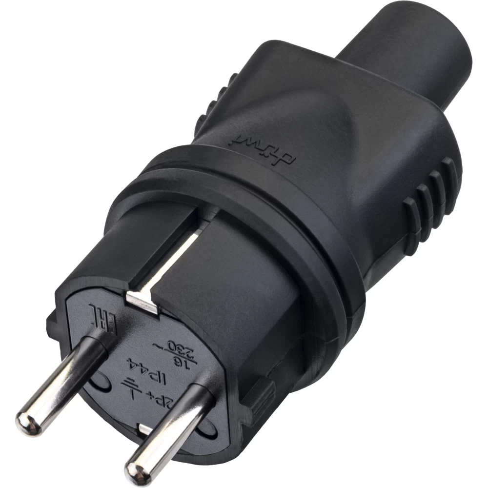 Вилка штепсельная Düwi с заземлением 16 А 230 В IP44 черная (27454 4)