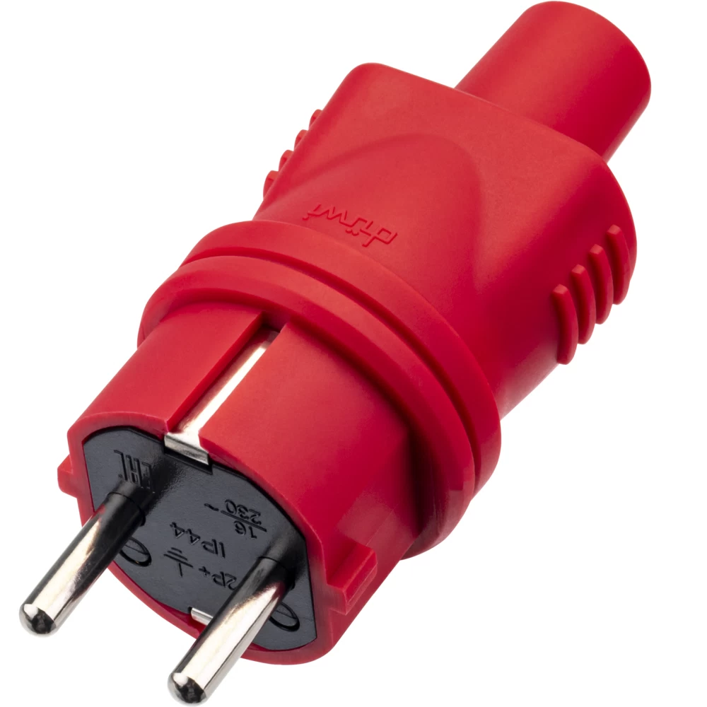 Вилка штепсельная Düwi с заземлением 16 А 230 В IP44 красная (27455 1)