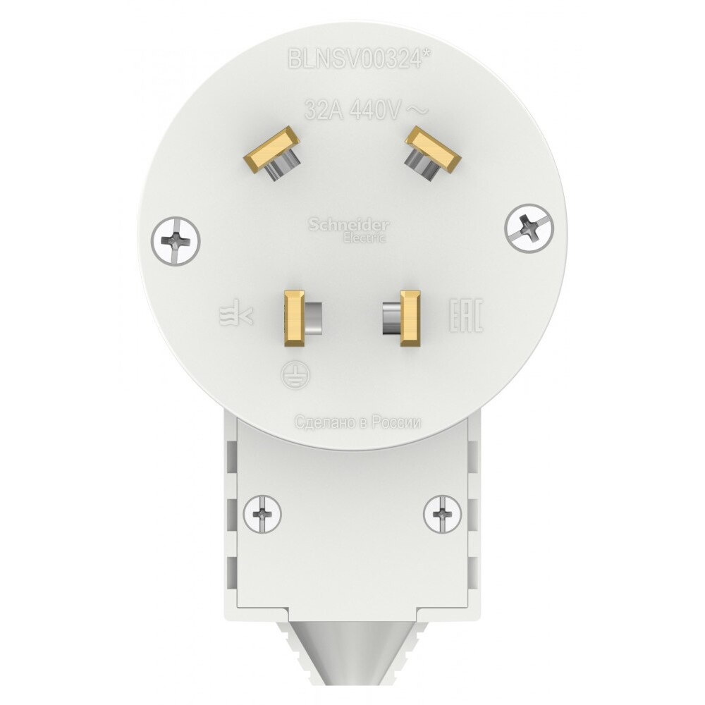 Вилка силовая прямая переносная Systeme Electric Blanca с заземлением 3Р+N 32 А 440 В IP20 белая (BLNSV003241)