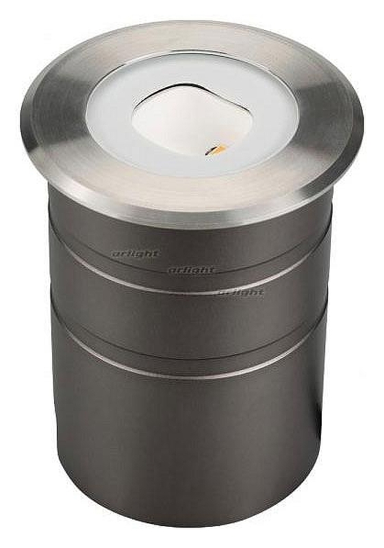 Встраиваемый в дорогу светильник Arlight LTD-GROUND-TILT-R80-9W Warm3000 (SL, 60 deg, 230V) 024950 цвет плафона/подвески Прозрачный, цвет арматуры Серебро