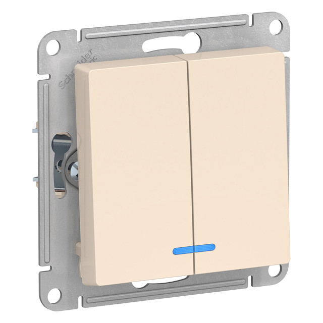 выключатель 2-клавишный SYSTEME ELECTRIC Atlas Design 10А с/и бежевый