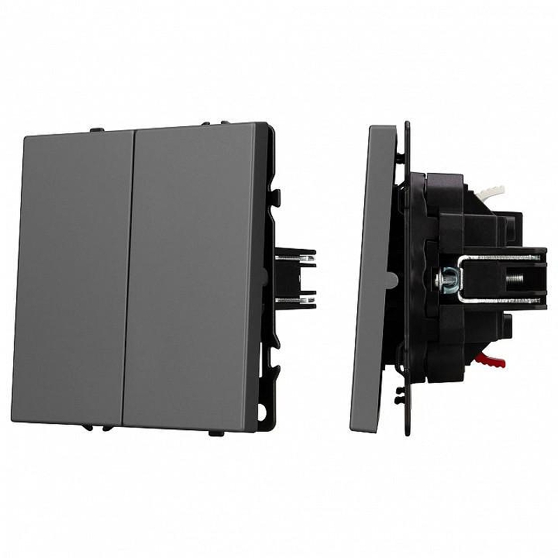 Выключатель двухклавишный без рамки Arlight SWT 054254 цвет Серый