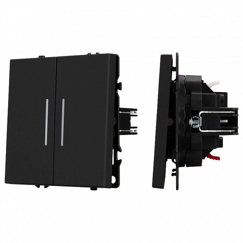 Выключатель двухклавишный без рамки Arlight SWT 054264 цвет Черный