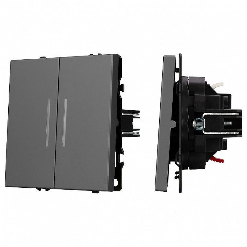 Выключатель двухклавишный без рамки Arlight SWT 054266 цвет Серый