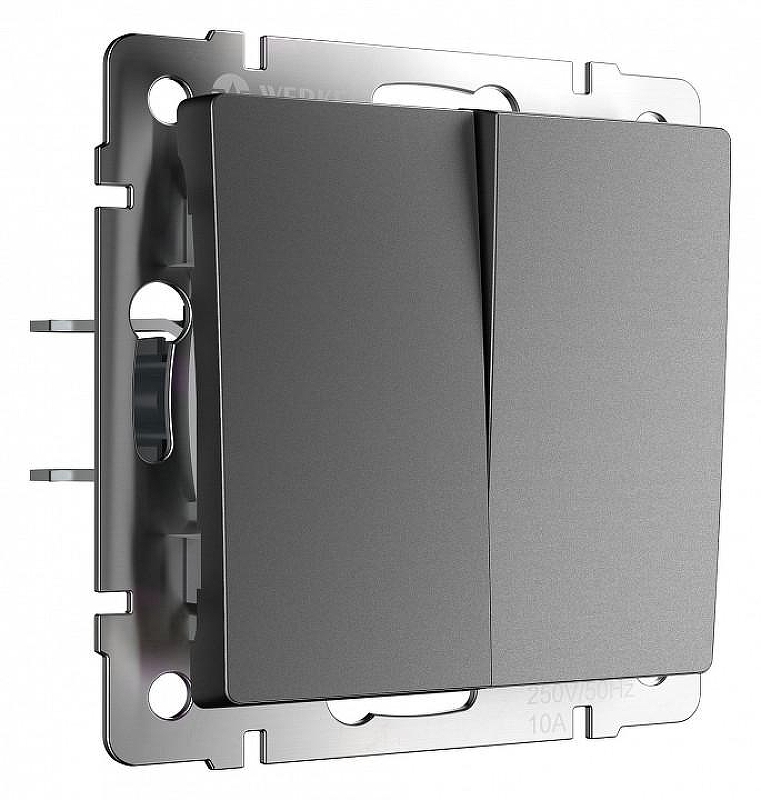 Выключатель двухклавишный без рамки Werkel графит матовый W1120064 цвет Графит