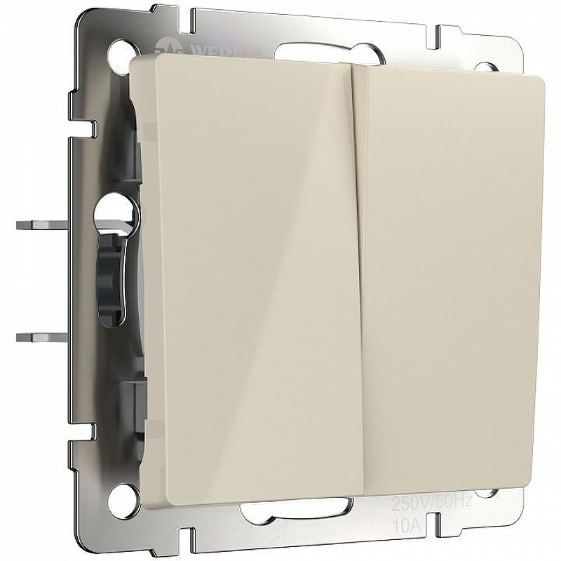 Выключатель двухклавишный без рамки Werkel слоновая кость W1123003 цвет Слоновая кость