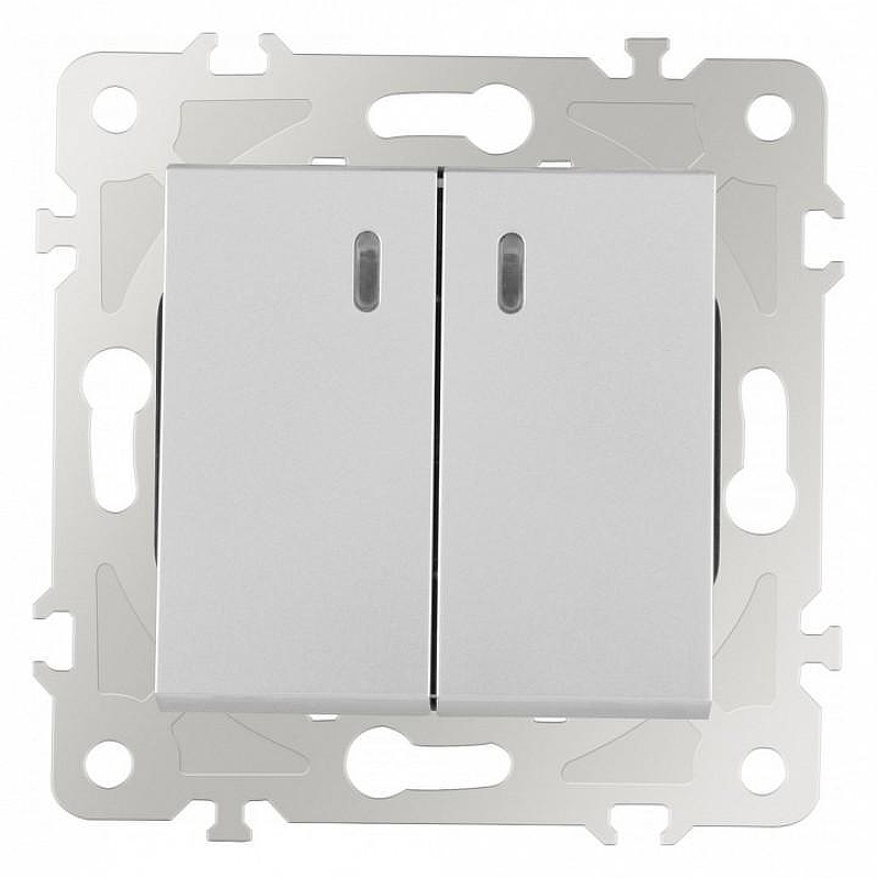Выключатель двухклавишный с подсветкой без рамки Arte Milano 203 203.31-2.silver цвет Серебро