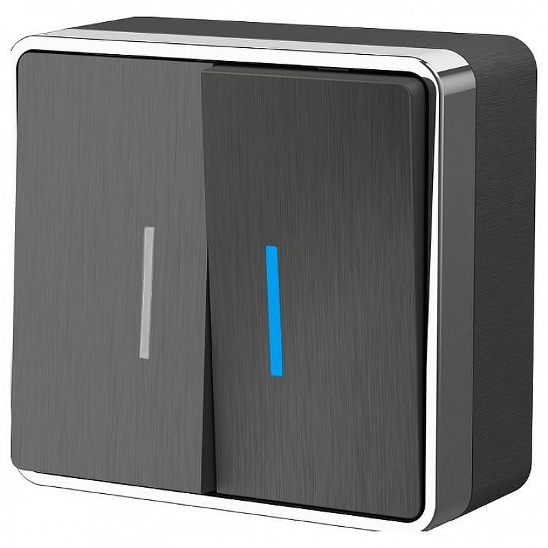 Выключатель двухклавишный с подсветкой Werkel Gallant (графит рифленый) W5020104 цвет Графит