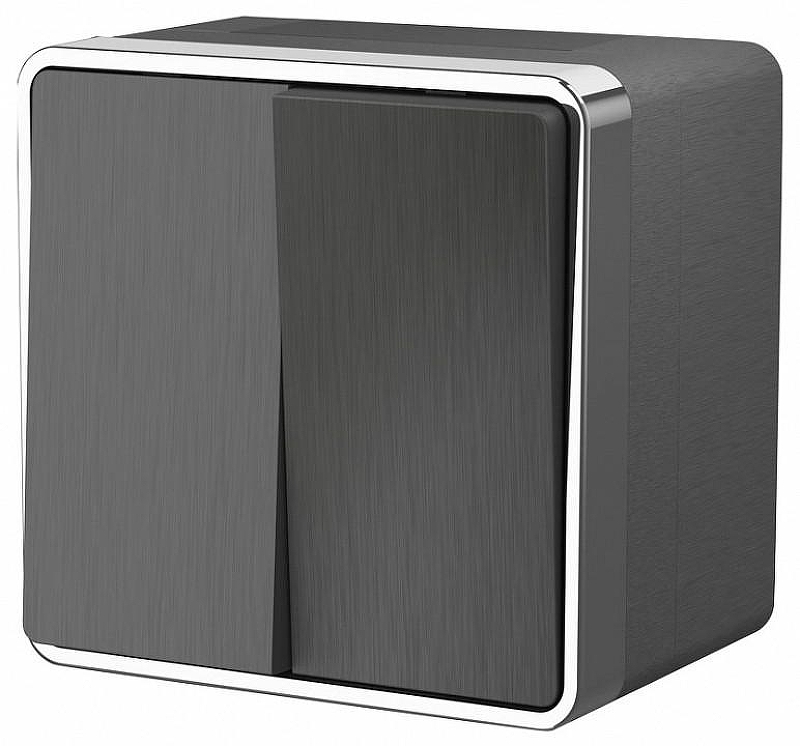 Выключатель двухклавишный влагозащищенный Werkel Gallant (графит рифленый) W5020204 цвет Графит