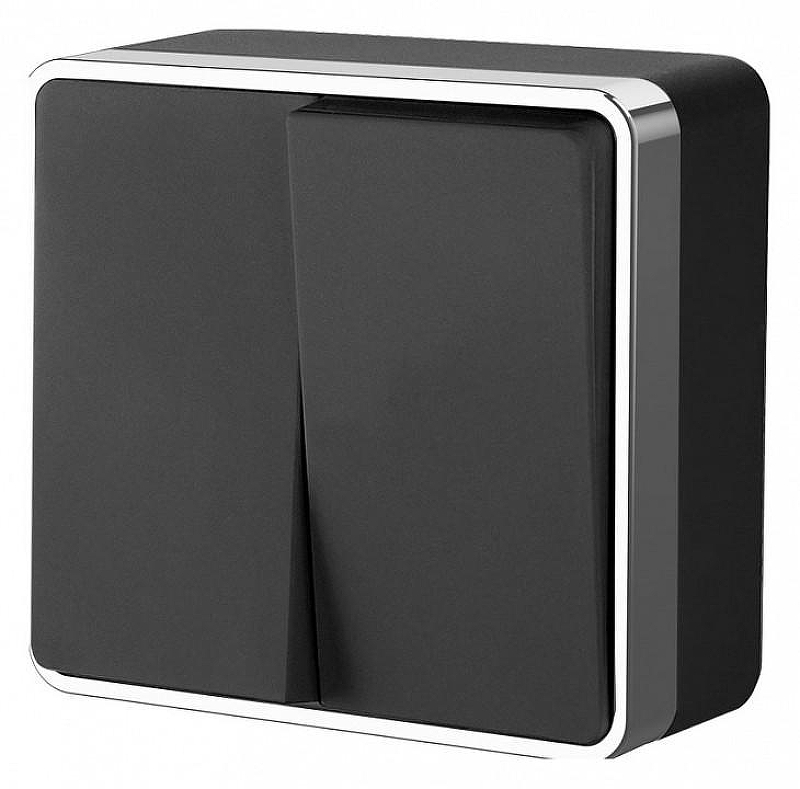 Выключатель двухклавишный Werkel Gallant (черный/хром) W5020035 цвет Хром, Черный