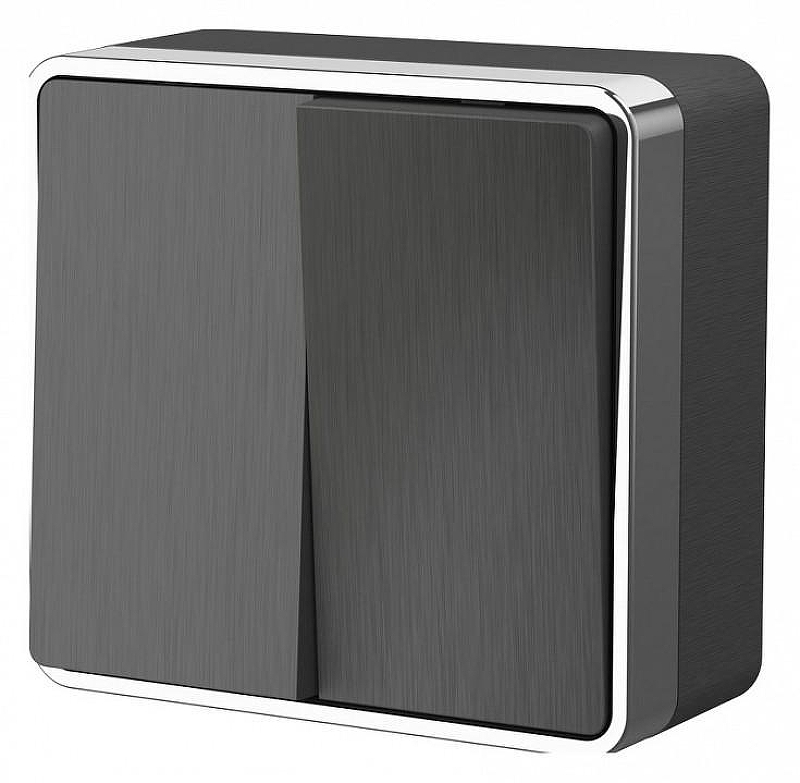 Выключатель двухклавишный Werkel Gallant (графит рифленый) W5020004 цвет Графит