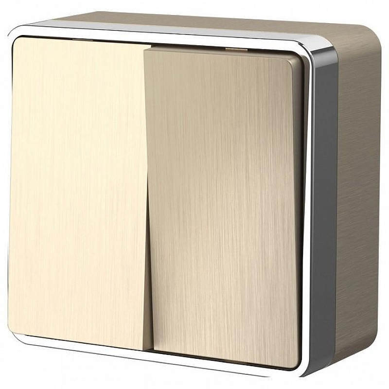 Выключатель двухклавишный Werkel Gallant (шампань рифленый) W5020010 цвет Бежевый