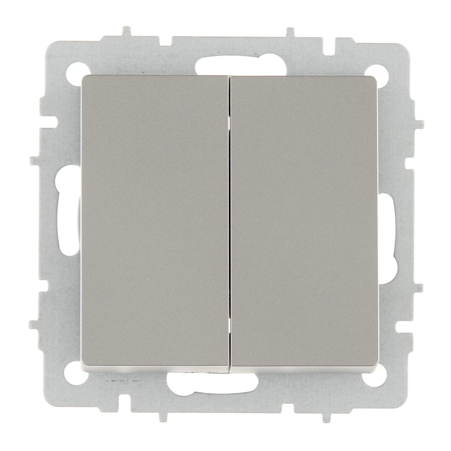 Выключатель IEK Brite двухклавишный встраиваемый сталь (BR-V20-0-10-K46)