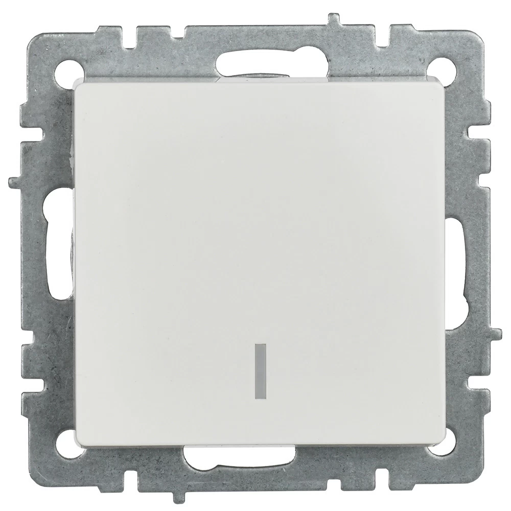 Выключатель IEK Brite одноклавишный встраиваемый белый с подсветкой (BR-V10-1-10-K01)