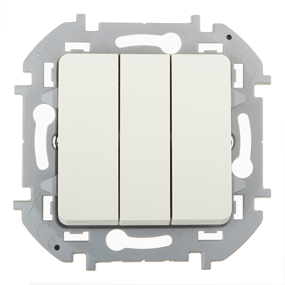 Выключатель Legrand Inspiria трехклавишный встраиваемый слоновая кость (673541)