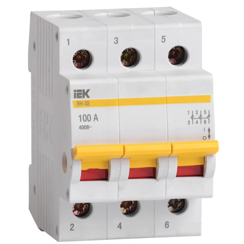 Выключатель нагрузки IEK Karat ВН-32 3P 100А 400 В на DIN-рейку (MNV10-3-100)