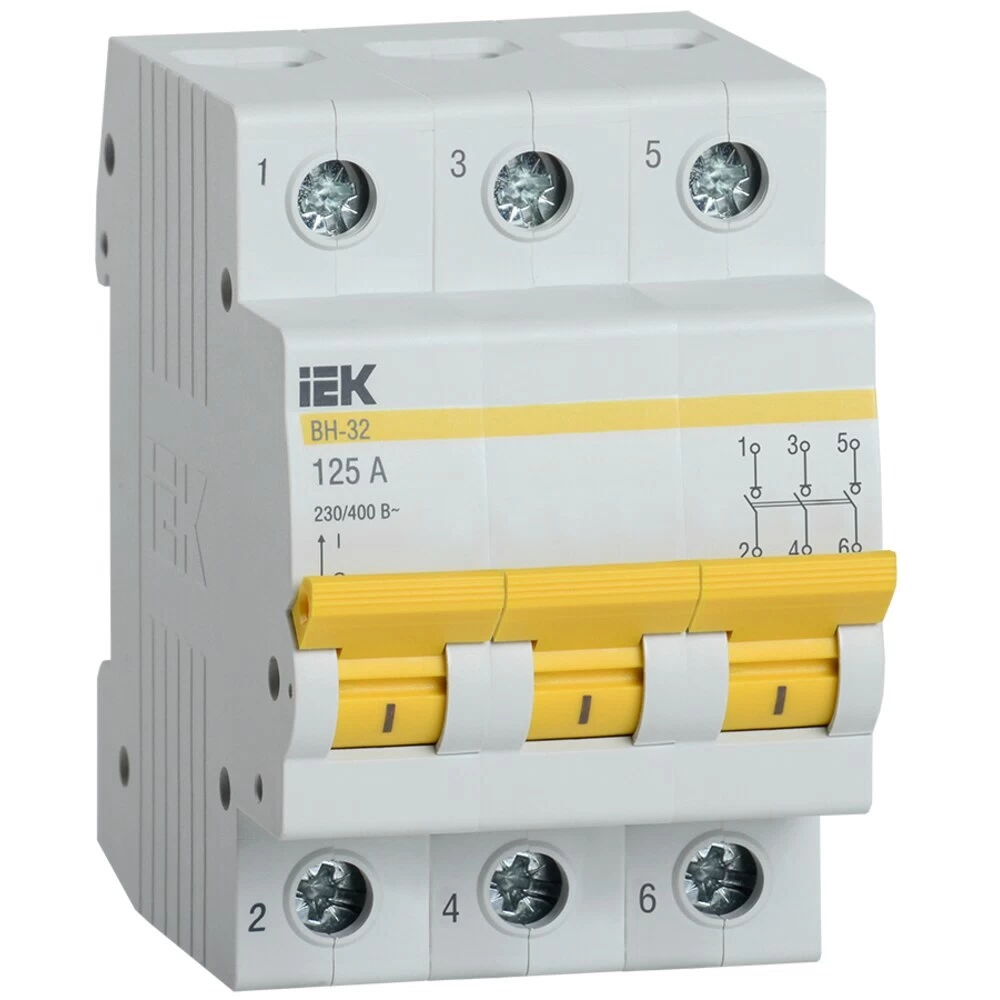 Выключатель нагрузки IEK Karat ВН-32 3P 125А 230/400 В на DIN-рейку (MNV10-3-125)