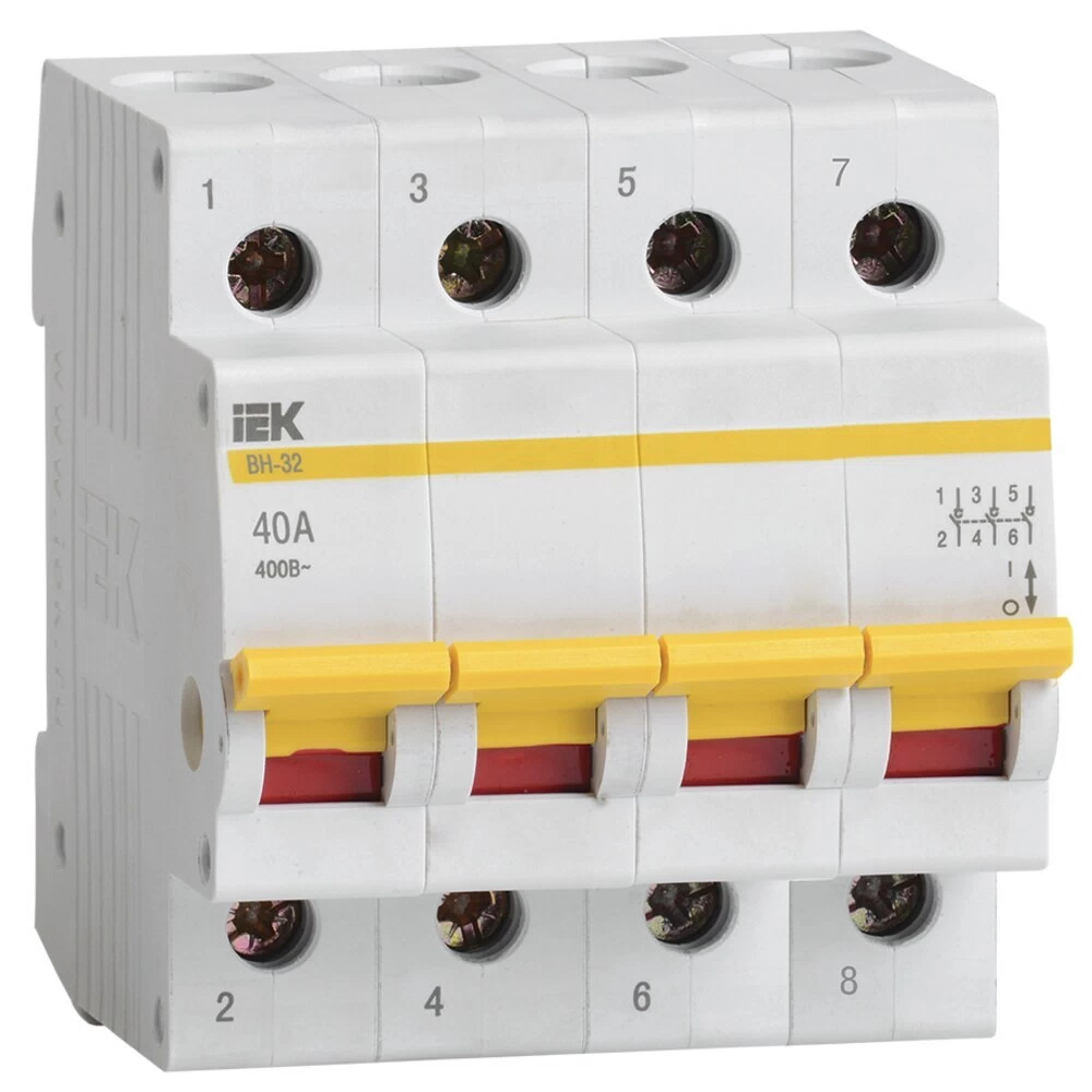 Выключатель нагрузки IEK Karat ВН-32 4P 40А 400 В на DIN-рейку (MNV10-4-040)
