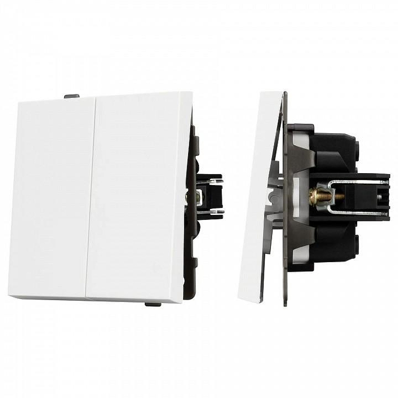 Выключатель проходной двухклавишный без рамки Arlight SWT 054066 цвет Белый
