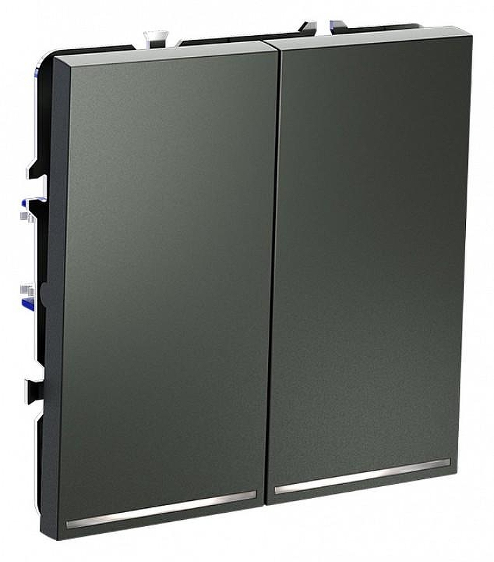 Выключатель проходной двухклавишный с подсветкой без рамки Voltum S70 VLS020406 цвет Серебро