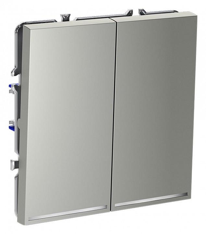 Выключатель проходной двухклавишный с подсветкой без рамки Voltum S70 VLS020405 цвет Сталь