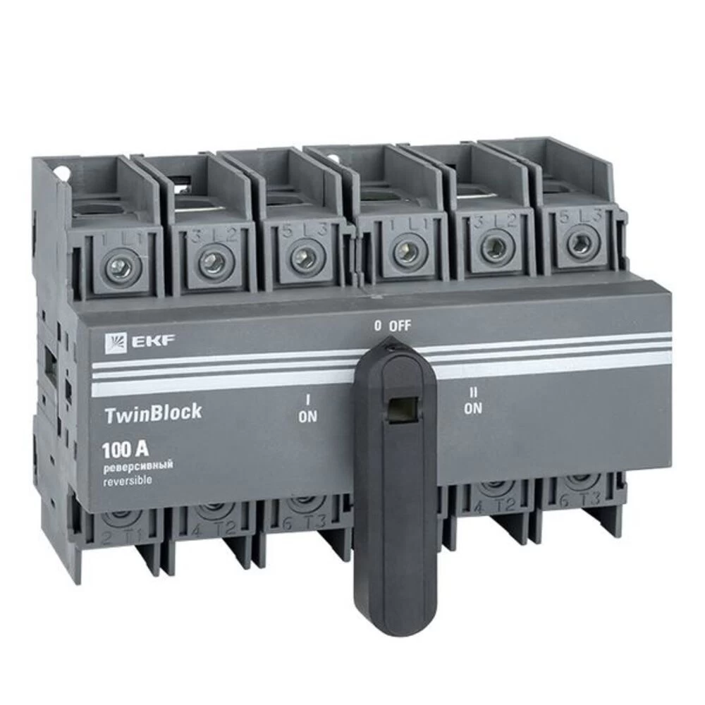 Выключатель-разъединитель EKF TwinBlock 3P 100А 400-690 В на монтажную плату (tb-s-100-3p-rev)
