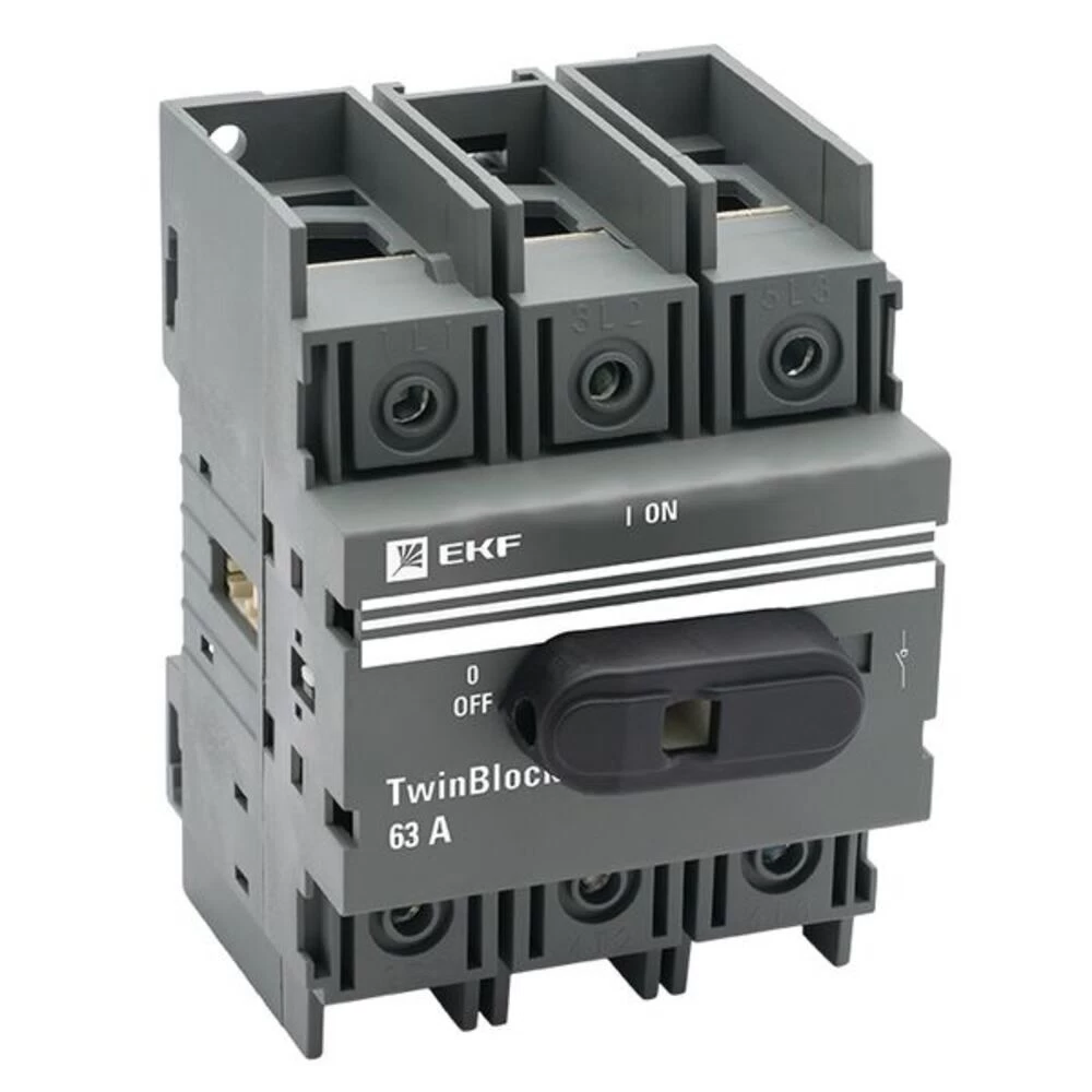 Выключатель-разъединитель EKF TwinBlock 3P 63А 400-690 В на монтажную плату (tb-63-3p-f)