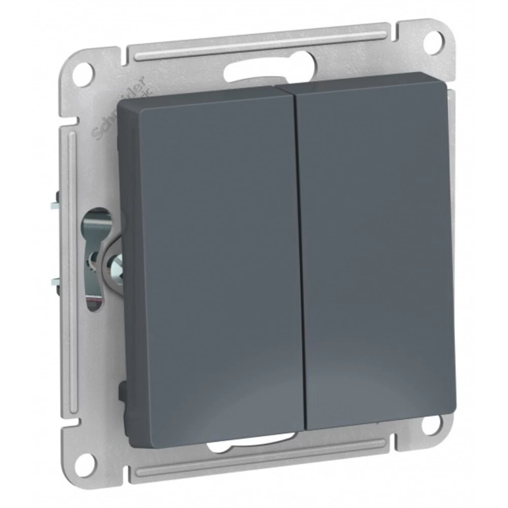 Выключатель Systeme Electric AtlasDesign двухклавишный встраиваемый грифель (ATN000751)