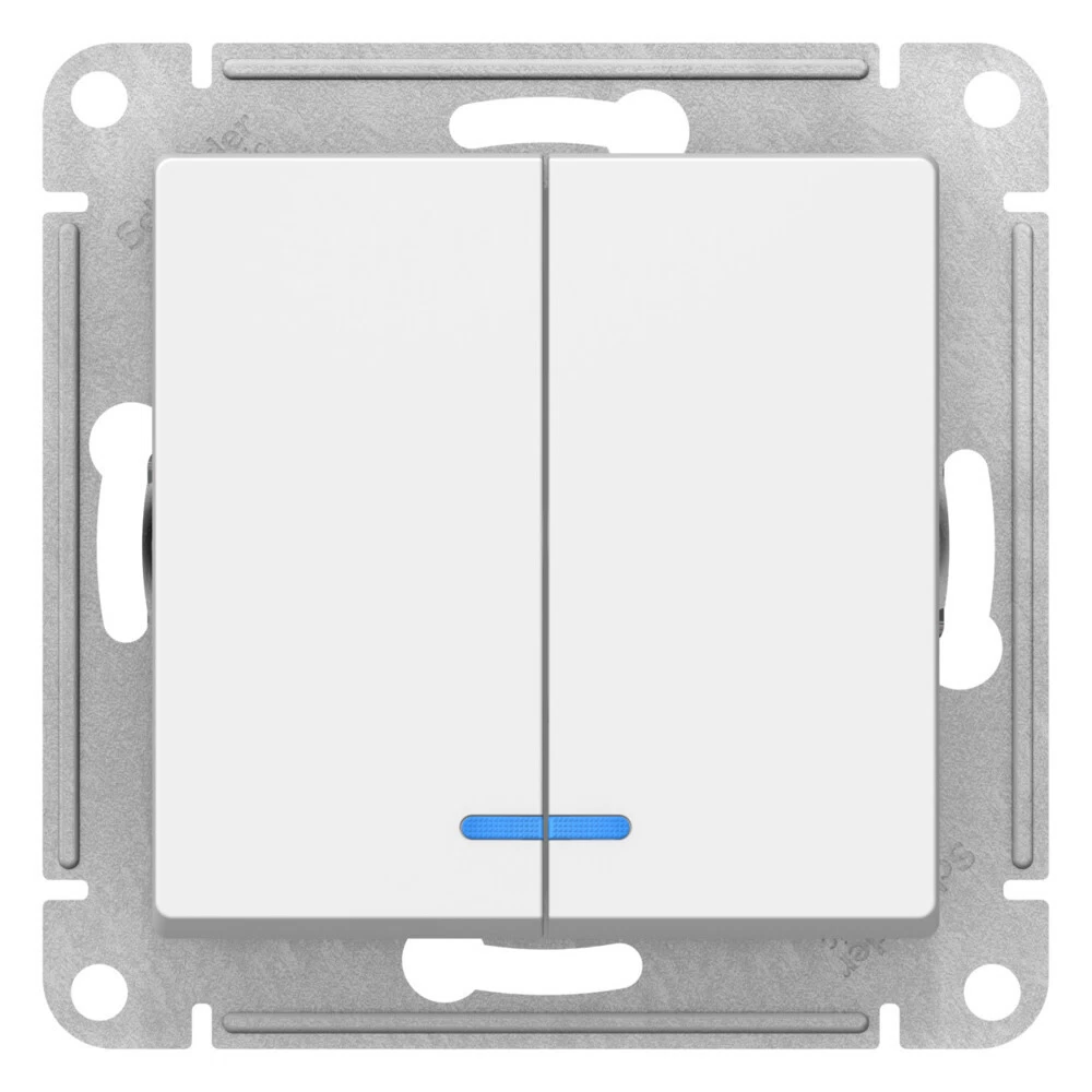 Выключатель Systeme Electric AtlasDesign двухклавишный встраиваемый лотос с подсветкой (ATN001353)