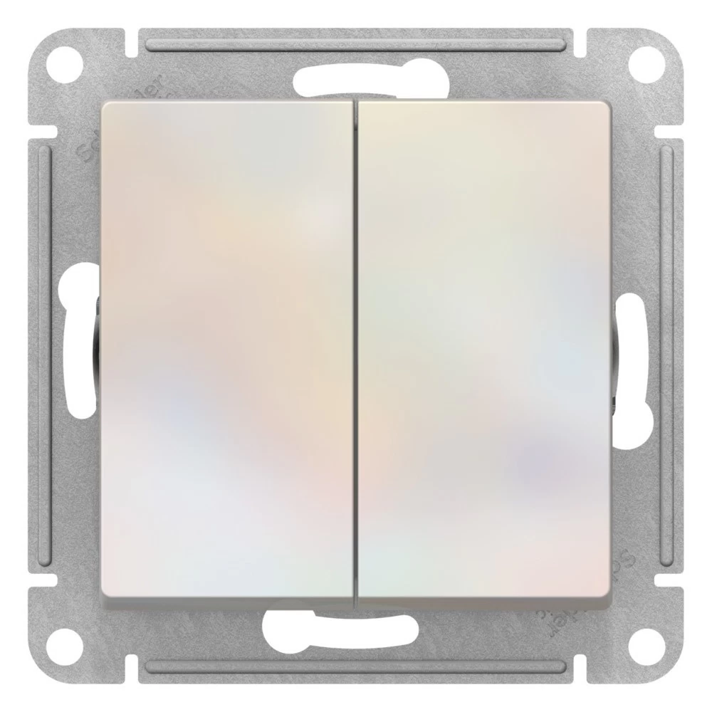 Выключатель Systeme Electric AtlasDesign двухклавишный встраиваемый жемчуг с самовозвратом (ATN000417)