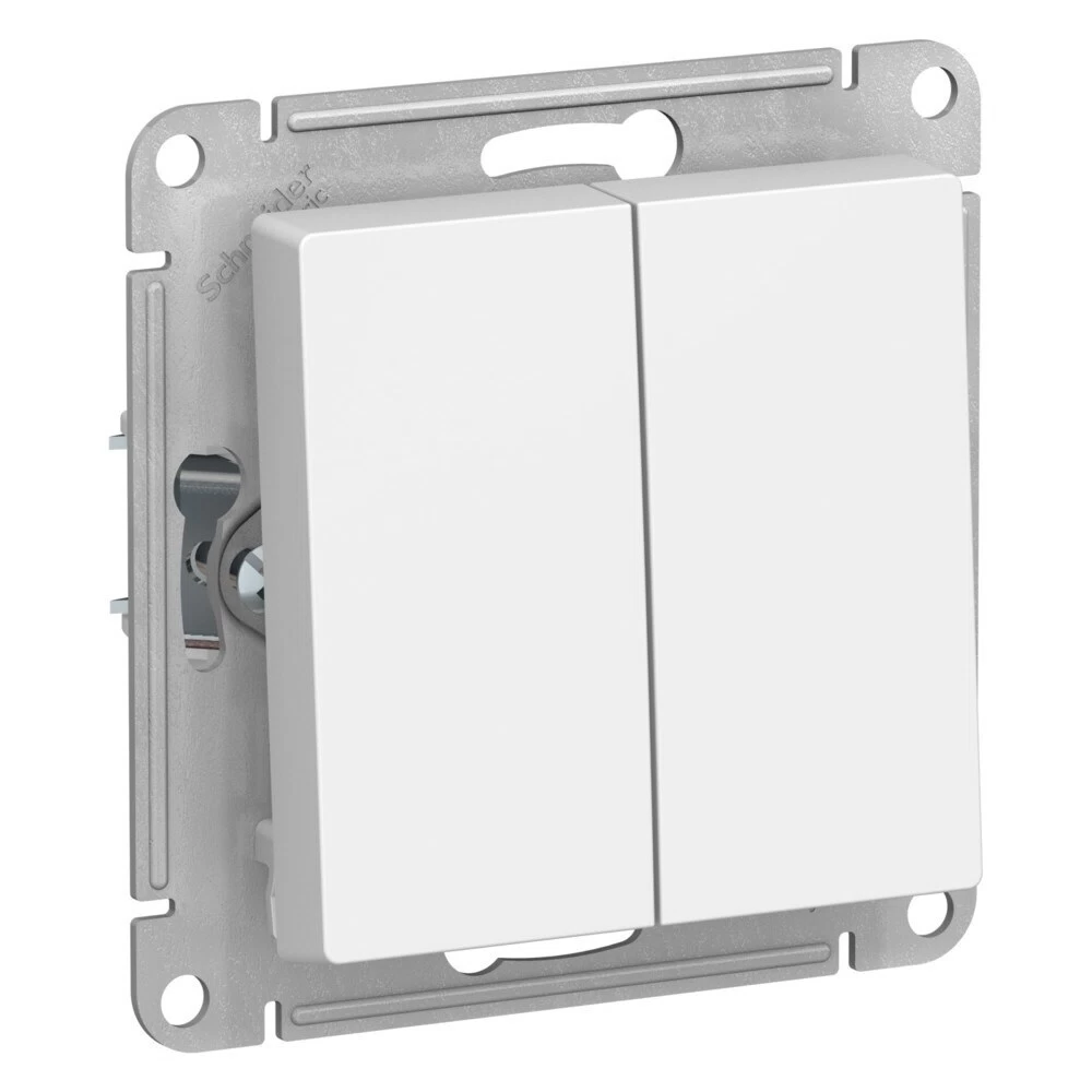 Выключатель Systeme Electric AtlasDesign двухклавишный встраиваемый лотос (ATN001351)
