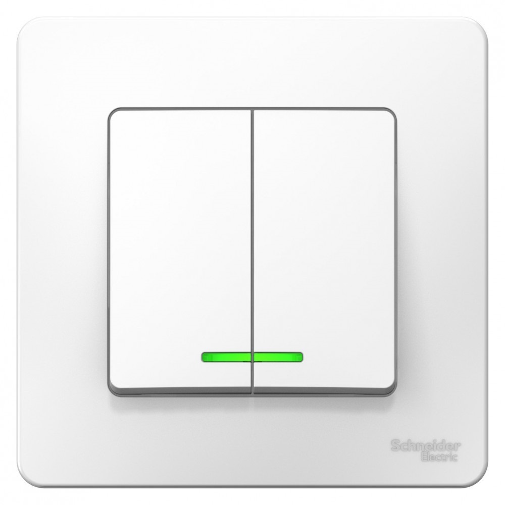 Выключатель Systeme Electric Blanca двухклавишный встраиваемый белый с подсветкой (BLNVS006511)