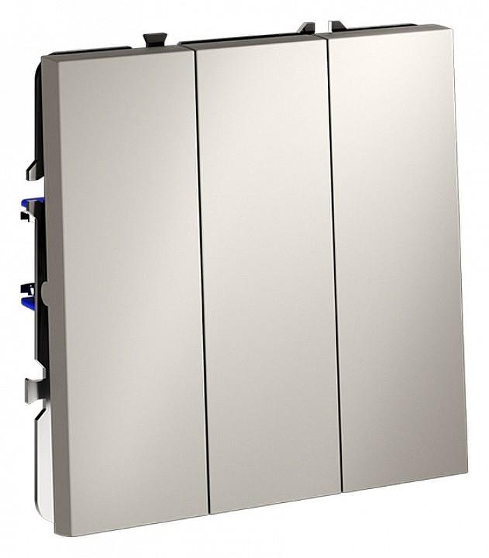 Выключатель трехклавишный без рамки Voltum S70 VLS030103 цвет Серый
