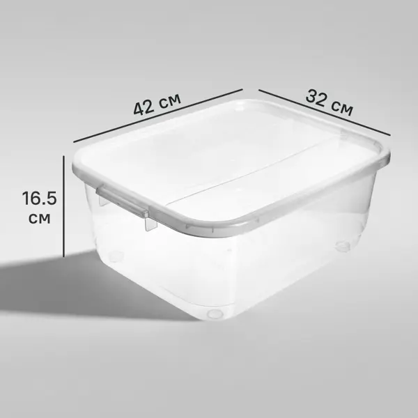 Ящик 42x16.5x32 см полипропилен с крышкой цвет прозрачный